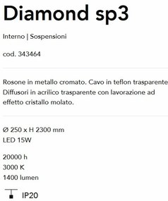 Lustra cu 3 pendule LED design modern Diamond SP3