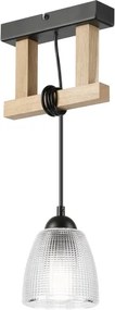 Pendul pe cablu LEANDRA 1xE27/15W/230V stejar/negru