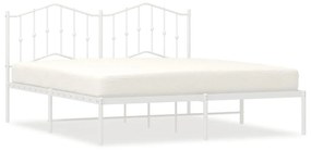 373843 vidaXL Cadru de pat metalic cu tăblie, alb, 183x213 cm