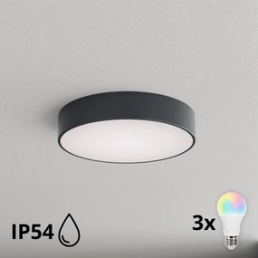 Brilagi - Plafonieră LED RGBW pentru baie CLARE 3xE27/12W/230V Ø 40 cm antracit IP54