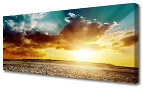 Tablou pe panza canvas Sun Nori Desert Peisaj Albastru Gri Galben Portocaliu