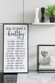Decoratiune de perete Health Life, Lemn, Alb Negru, 32.2x4x4 cm