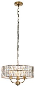 Endon 106243 - Candelabru suspendat pe lanț CLIFTON, 3 x E14, 6 W, 230 V, Ø 38,5 cm, alamă/sticlă clară