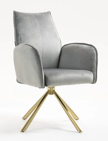 HR280 BAZĂ STEA Scaun Gray din Catifea cu Bază Aurie