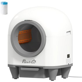 PawHut Litiera auto-curățătoare de 80L pentru Pisici 1-5 kg din PP Alb și Gri | Aosom Romania