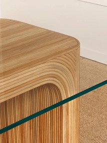 Masa dining, din rattan si blat de sticla, Glass