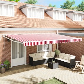 vidaXL Cortina Retractabilă Roșu și Alb 500 × 300 cm Stofă și Metal