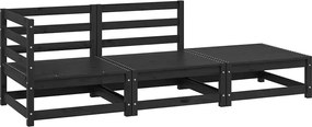 vidaXL Set mobilier de grădină, 3 piese, negru, lemn masiv de pin