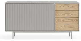 Comodă gri/în culoare naturală joasă cu aspect de lemn de stejar 159x80 cm Sierra – Teulat