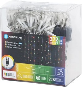 Aigostar - Instalație luminoasă de Crăciun LED pentru exterior 372 LED-uri/8 funcții 6x1,2 m IP44 multicolor