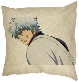 Perna Decorativa cu Gintama Gin, 40x40 cm, Husa Detasabila, Burduf