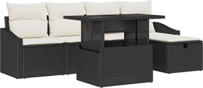 vidaXL Set de canapele pentru grădină cu pernă 6 pcs Negru poliratan