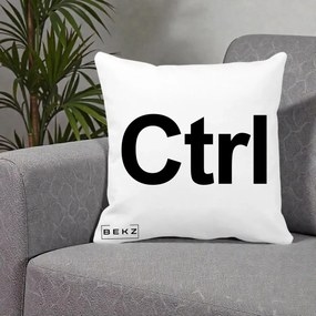 Perna Personalizata Tasta Ctrl Tipografie Bold, 40x40 cm, Alba Mata, Husa Detasabila, Perna Inclusa, BEKZ®