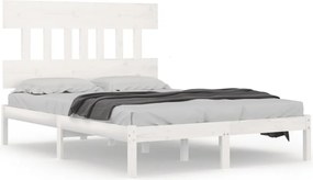 vidaXL Cadru de pat mic dublu, alb, 120x190 cm, lemn masiv