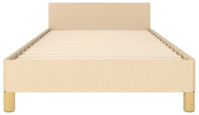 Cadru de pat cu tablie, crem, 100x200 cm, textil Crem, 100 x 200 cm, Benzi verticale