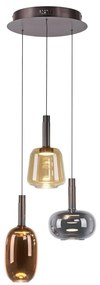 Lustra cu 3 pendule LED, inaltime reglabila, sticla, multicolor, IRIDES