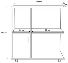 Dulap suspendat Daboko 3 (Stejar + alb). 1094276