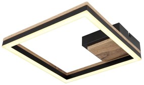 Plafoniera LED design industrial Beatrix negru, maro 27x27cm