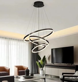 Lustra LED Cu Telecomanda, 3 cercuri Negru