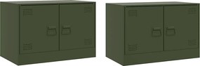 vidaXL Dulapuri TV 2 buc., verde măslină, 67x39x44 cm Otel