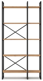 Etajeră negru/natural cu aspect de lemn de stejar 87,5x175 cm Dusan – Marckeric