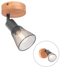 Spotlight industrial negru cu lemn - Kristina