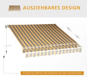 Outsunny Parasolar Copertină cu Brațe Articulate Protecție Solară Manivelă Balcon Aluminiu Galben Gri 2,95 x 2,45 m | Aosom Romania