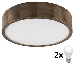 Plafonieră LED Brilagi CARVALHO 2xE27/60W/230V stejar nuc d. 37 cm