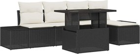 vidaXL Set de canapele pentru grădină 6 pcs Negru Rattan poli