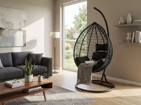 Fotoliu suspendat negru KOKON CARLO cu suport