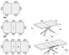 MASA TIFANY BLAT OLMO PERLA - 140 cm / 90 / h 77 - ALB