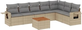 vidaXL Set canapele de grădină, 8 piese, cu perne, bej, poliratan