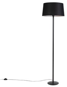 Lampă de podea neagră cu umbră de in negru 45 cm - Simplo