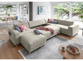 Colțar bej extensibil/cu spațiu de depozitare (cu colț pe partea dreaptă/în formă de "U") Classy Sophie – Miuform