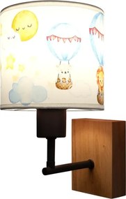 Brilagi - Lampă de perete BOBO WOOD 1xE27/25W/230V stejar/negru/alb/cu motive animale