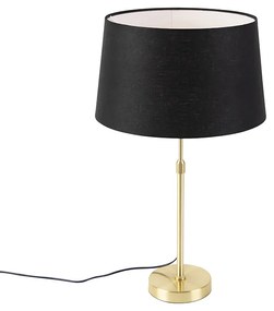 Lampă de masă auriu/alamă cu abajur din in negru 35 cm - Parte