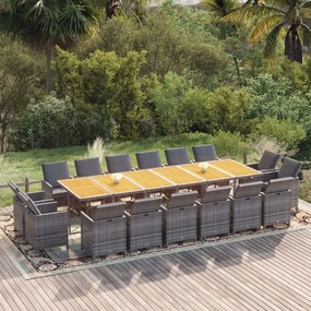 vidaXL Set mobilier de grădină cu perne, 17 piese, gri, poliratan