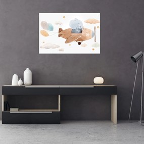Tablou - Acuarelă elefant într-un avion (90x60 cm)