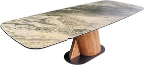 Masa extensibila ceramica bej taupe, furnir lemn de nuc ELEMENTS 180-260cm