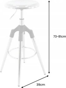 Scaun de bar pivotant Industrial 80cm, crom