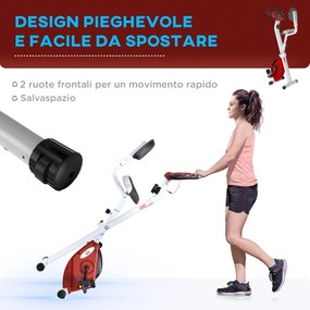 HOMCOM Bicicletă Pliabilă Soozier, 5 Pozitii Reglabile, 8 Nivele Rezistență Magnetică, 43x97x109 cm, Roşu | Aosom Romania