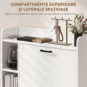 HOMCOM Dulap pentru pantofi slim cu 2 sertare rabatabile și 3 rafturi, Capacitate 15 perechi, 83x24x90.5 cm, Alb | Aosom Romania