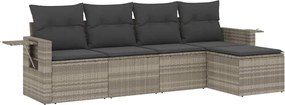 vidaXL Set canapele de grădină cu perne, 5 piese gri deschis poliratan