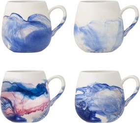 Cești albe/albastre 4 buc. din gresie 250 ml Lyre – Bloomingville