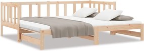 vidaXL Pat de zi extensibil, 2x(80x200) cm, lemn masiv de pin