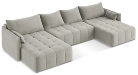 Colțar gri deschis extensibil/cu spațiu de depozitare (în formă de "U") Moku – Makamii