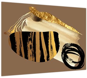 Tablou - Abstracție maro auriu N⁰2 (70x50 cm)
