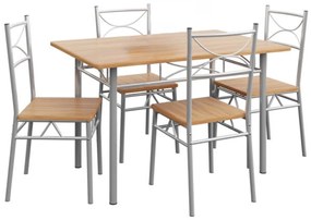 Casaria Set de mese de dining PAUL, 5 bucăți, maro natural