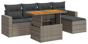 3327028 vidaXL Set mobilier grădină cu perne, 6 piese, gri, poliratan