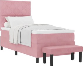 vidaXL Pat cu arcuri cu saltea cu headboard Roz 100 x 200 cm Catifea